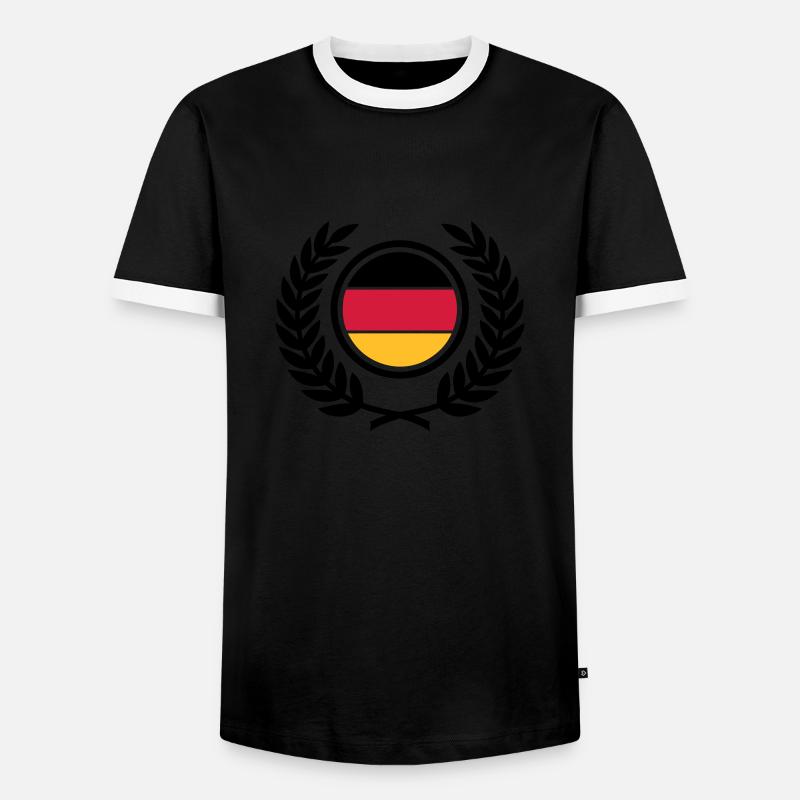 Germany (flag & laurel wreath) - Men's Ringer Shirt - black/white