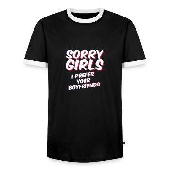 Sorry Mädels, ich bevorzuge deine Freunde - Männer Kontrast-T-Shirt - Schwarz/Weiß - Vorne - AI Model Female 172 light (172cm) & AI Model Male 178 light (178cm)