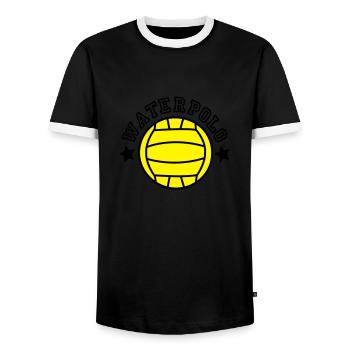 waterpolo - Men's Ringer Shirt - black/white - Front - AI Model Female 172 light (172cm) & AI Model Male 178 light (178cm)