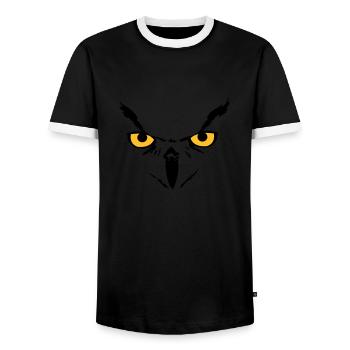 Owl face - Männer Kontrast-T-Shirt - Schwarz/Weiß - Vorne - AI Model Female 172 light (172cm) & AI Model Male 178 light (178cm)