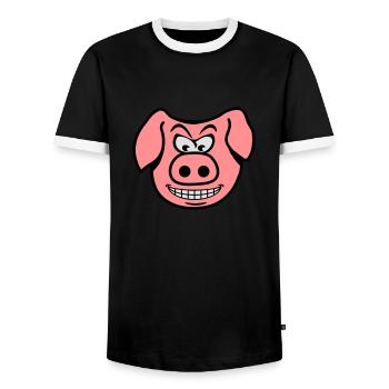 Méchant cochon - T-shirt contrasté Homme - noir/blanc - Devant - AI Model Female 172 light (172cm) & AI Model Male 178 light (178cm)