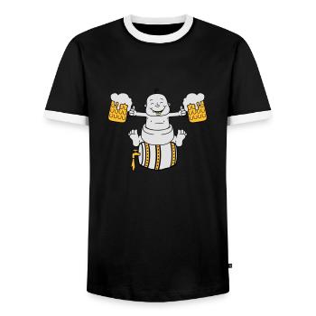 drunk, octoberfest, drinking, alcohol, glass, jug, - Men's Ringer Shirt - black/white - Front - AI Model Female 172 light (172cm) & AI Model Male 178 light (178cm)