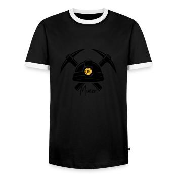 MINER Mining blockchain crypro Bit pièces d'argent - T-shirt contrasté Homme - noir/blanc - Devant - AI Model Female 172 light (172cm) & AI Model Male 178 light (178cm)