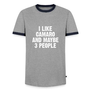 J'AIME CAMARO ET PEUT ÊTRE 3 PERSONNES W - T-shirt contrasté Homme - gris/marine  - Devant - AI Model Female 172 light (172cm) & AI Model Male 178 light (178cm)