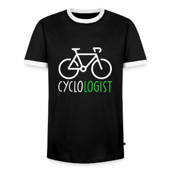 cyclologist / humour sport cyclisme vélo - T-shirt contrasté Homme - noir/blanc - Devant - AI Model Female 172 light (172cm) & AI Model Male 178 light (178cm)