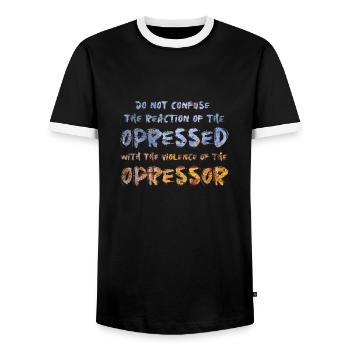 Phrases de résistance - T-shirt contrasté Homme - noir/blanc - Devant - AI Model Female 172 light (172cm) & AI Model Male 178 light (178cm)