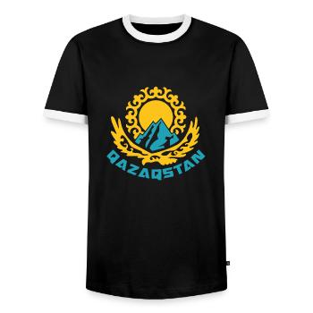 Qazaqstan Cadeau République Kazakhs Kazakh - T-shirt contrasté Homme - noir/blanc - Devant - AI Model Female 172 light (172cm) & AI Model Male 178 light (178cm)