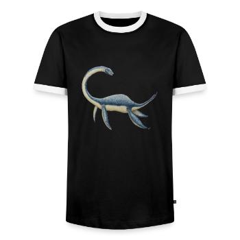 Dinosaur Plesiosaurus - Men's Ringer Shirt - black/white - Front - AI Model Female 172 light (172cm) & AI Model Male 178 light (178cm)