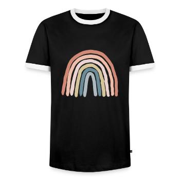 Regenbogen pastell - Männer Kontrast-T-Shirt - Schwarz/Weiß - Vorne - AI Model Female 172 light (172cm) & AI Model Male 178 light (178cm)
