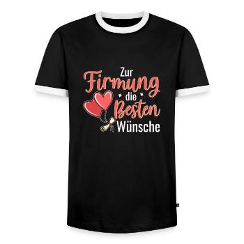 Firmung die Besten Wünsche Firmling - Männer Kontrast-T-Shirt - Schwarz/Weiß - Vorne - AI Model Female 172 light (172cm) & AI Model Male 178 light (178cm)