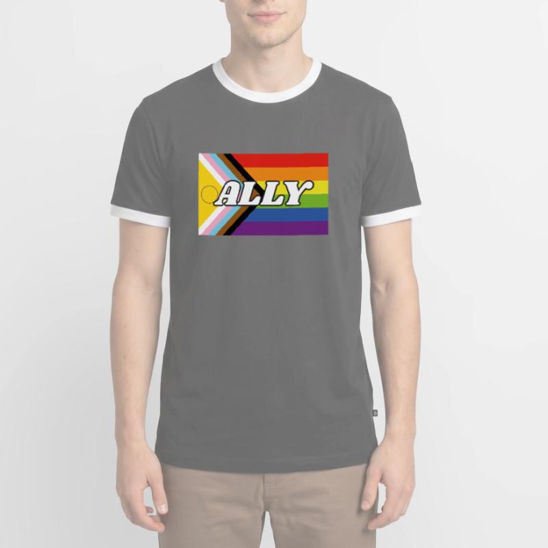 Drapeau de progrès Ally Inclusive Pride T-shirt contrasté Homme