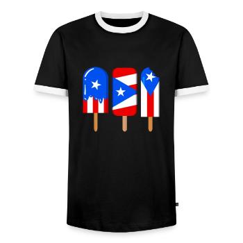 Puerto Rico - Men's Ringer Shirt - black/white - Front - AI Model Female 172 light (172cm) & AI Model Male 178 light (178cm)