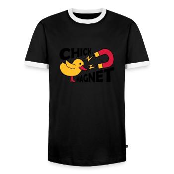 Casanova Chick Magnet Womanizer - Men's Ringer Shirt - black/white - Front - AI Model Female 172 light (172cm) & AI Model Male 178 light (178cm)