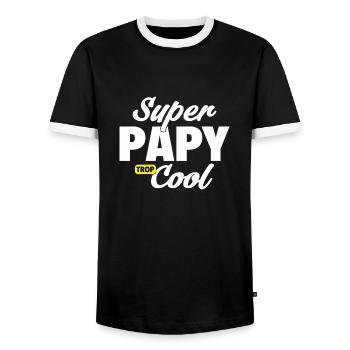 Super Papy Trop Cool /Super Papy - T-shirt contrasté Homme - noir/blanc - Devant - AI Model Female 172 light (172cm) & AI Model Male 178 light (178cm)