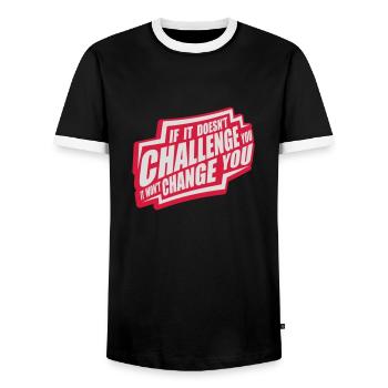 Workout Fitness Motivation Quote - Men's Ringer Shirt - black/white - Front - AI Model Female 172 light (172cm) & AI Model Male 178 light (178cm)