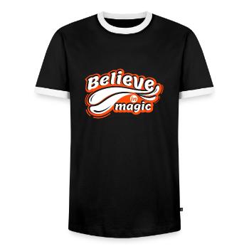 Believe in magic - Men's Ringer Shirt - black/white - Front - AI Model Female 172 light (172cm) & AI Model Male 178 light (178cm)