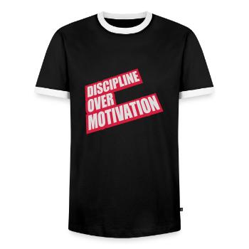 Citation de discipline sur la motivation - T-shirt contrasté Homme - noir/blanc - Devant - AI Model Female 172 light (172cm) & AI Model Male 178 light (178cm)