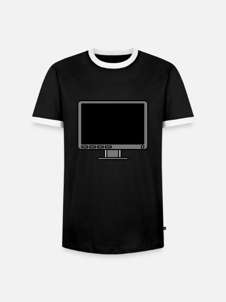 Icon Logo Computer Screen - Men's Ringer Shirt - black/white