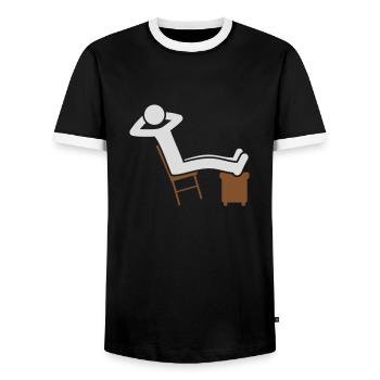 Icône de chaise Chill Man - T-shirt contrasté Homme - noir/blanc - Devant - AI Model Female 172 light (172cm) & AI Model Male 178 light (178cm)