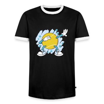 Tennis Dabbing Tennisspieler Dabben Tennisverein - Männer Kontrast-T-Shirt - Schwarz/Weiß - Vorne - AI Model Female 172 light (172cm) & AI Model Male 178 light (178cm)