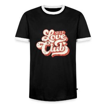 SELF LOVE CLUB GROOVY 70s TYPO - T-shirt contrasté Homme - noir/blanc - Devant - AI Model Female 172 light (172cm) & AI Model Male 178 light (178cm)