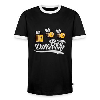 bee different saying quote - Men's Ringer Shirt - black/white - Front - AI Model Female 172 light (172cm) & AI Model Male 178 light (178cm)