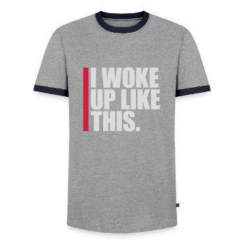 Je me suis réveillé comme ça - T-shirt contrasté Homme - gris/marine  - Devant - AI Model Female 172 light (172cm) & AI Model Male 178 light (178cm)