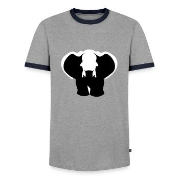 Little Elephant Cartoon Cute Vector 2 - Men's Ringer Shirt - grey/navy  - Front - AI Model Female 172 light (172cm) & AI Model Male 178 light (178cm)