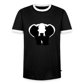 Kleiner Elefant Cartoon niedlich Vektor 2 - Männer Kontrast-T-Shirt - Schwarz/Weiß - Vorne - AI Model Female 172 light (172cm) & AI Model Male 178 light (178cm)