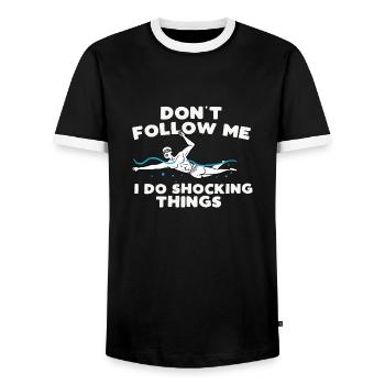 dont follow me I do shocking things Design - Männer Kontrast-T-Shirt - Schwarz/Weiß - Vorne - AI Model Female 172 light (172cm) & AI Model Male 178 light (178cm)