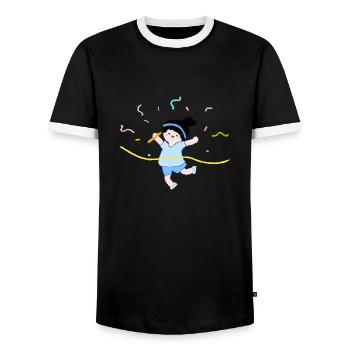 Laufrennen - Männer Kontrast-T-Shirt - Schwarz/Weiß - Vorne - AI Model Female 172 light (172cm) & AI Model Male 178 light (178cm)