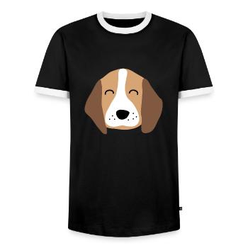 Cute puppy face 2 - Men's Ringer Shirt - black/white - Front - AI Model Female 172 light (172cm) & AI Model Male 178 light (178cm)