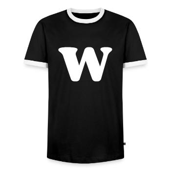 Lettre w - T-shirt contrasté Homme - noir/blanc - Devant - AI Model Female 172 light (172cm) & AI Model Male 178 light (178cm)
