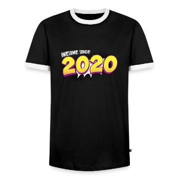 3ème anniversaire rétro dans le style Pop Art Comic Book - T-shirt contrasté Homme - noir/blanc - Devant - AI Model Female 172 light (172cm) & AI Model Male 178 light (178cm)