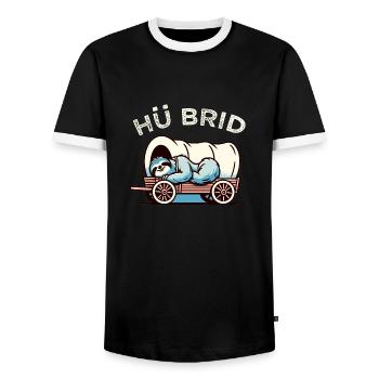 Hü Brid - Lustiges Hybrid Auto - Faultier - Männer Kontrast-T-Shirt - Schwarz/Weiß - Vorne - AI Model Female 172 light (172cm) & AI Model Male 178 light (178cm)