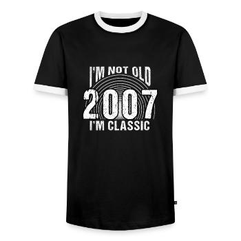 Vintage 2007 Rétro 17 ans - Je ne suis pas vieux, - T-shirt contrasté Homme - noir/blanc - Devant - AI Model Female 172 light (172cm) & AI Model Male 178 light (178cm)