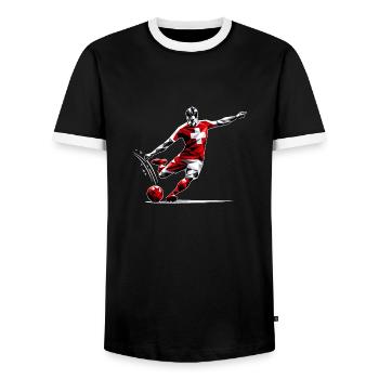 Fussball Schweiz - Männer Kontrast-T-Shirt - Schwarz/Weiß - Vorne - AI Model Female 172 light (172cm) & AI Model Male 178 light (178cm)