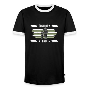 Papa Papa Fête des pères Soldat militaire - T-shirt contrasté Homme - noir/blanc - Devant - AI Model Female 172 light (172cm) & AI Model Male 178 light (178cm)