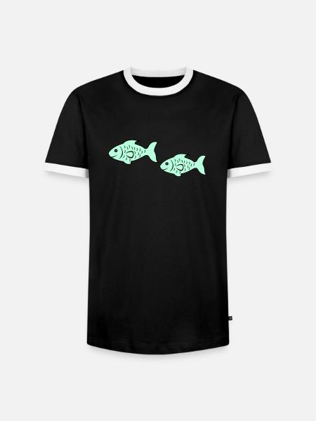 fish2 - Men's Ringer Shirt - black/white