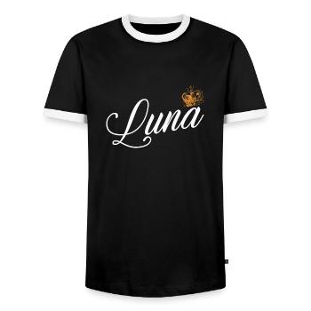 Luna Nom personnalisé pour les femmes Enfants Tout-petits - Luna - T-shirt contrasté Homme - noir/blanc - Devant - AI Model Female 172 light (172cm) & AI Model Male 178 light (178cm)