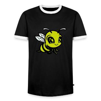Bee Bumblebee Comic - Men's Ringer Shirt - black/white - Front - AI Model Female 172 light (172cm) & AI Model Male 178 light (178cm)