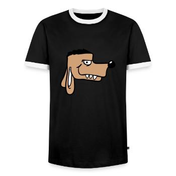 Dog Face Bad Guy Teeth Monster - Men's Ringer Shirt - black/white - Front - AI Model Female 172 light (172cm) & AI Model Male 178 light (178cm)