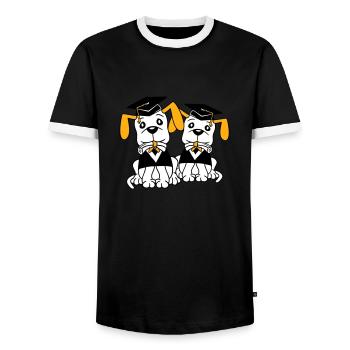 Dogs School Graduation Certificate Gymnasium College Abi - Men's Ringer Shirt - black/white - Front - AI Model Female 172 light (172cm) & AI Model Male 178 light (178cm)