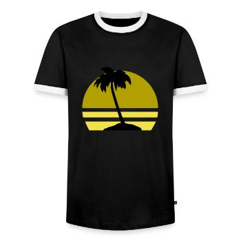 Palm Island - Men's Ringer Shirt - black/white - Front - AI Model Female 172 light (172cm) & AI Model Male 178 light (178cm)