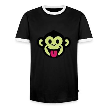 Affe Lustig Comic - Männer Kontrast-T-Shirt - Schwarz/Weiß - Vorne - AI Model Female 172 light (172cm) & AI Model Male 178 light (178cm)