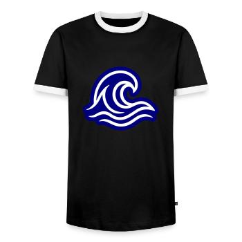 Vague de l’océan - T-shirt contrasté Homme - noir/blanc - Devant - AI Model Female 172 light (172cm) & AI Model Male 178 light (178cm)
