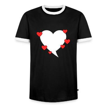 Speech bubble with hearts - Men's Ringer Shirt - black/white - Front - AI Model Female 172 light (172cm) & AI Model Male 178 light (178cm)