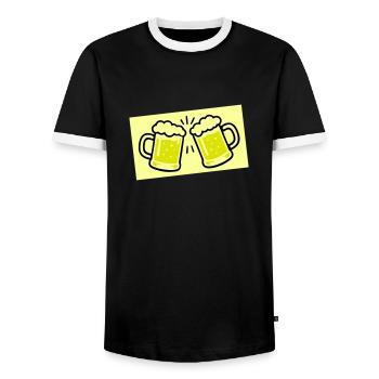 Beer Glass Beer Icon - Men's Ringer Shirt - black/white - Front - AI Model Female 172 light (172cm) & AI Model Male 178 light (178cm)