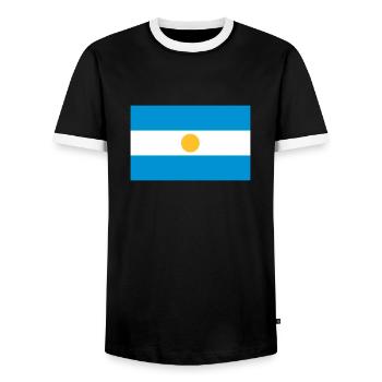 Drapeau national de l Argentine - T-shirt contrasté Homme - noir/blanc - Devant - AI Model Female 172 light (172cm) & AI Model Male 178 light (178cm)