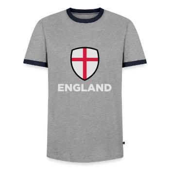 National Flag Of England - Men's Ringer Shirt - grey/navy  - Front - AI Model Female 172 light (172cm) & AI Model Male 178 light (178cm)